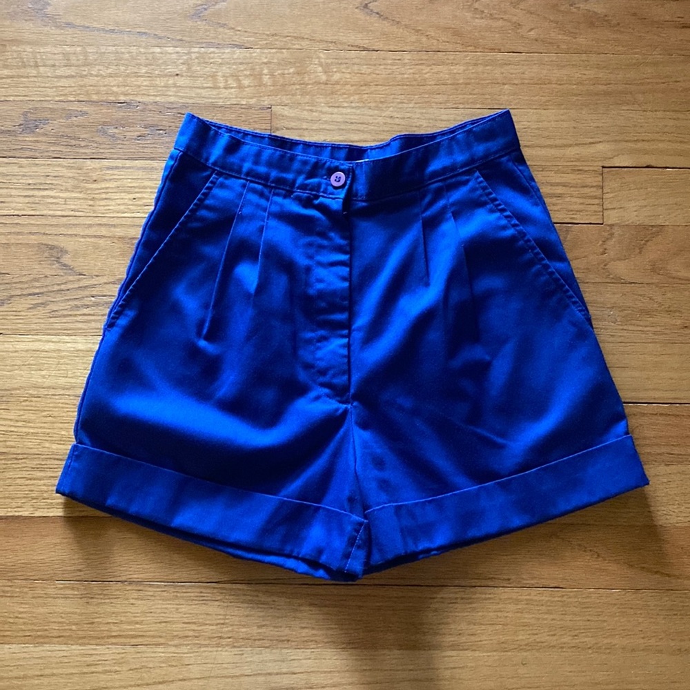 vintage blue high waisted pin up rockabilly shorts